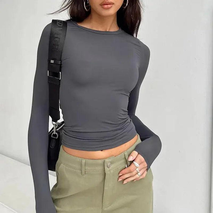 Women Casual Long Sleeve T-Shirts Spring Autumn Solid Slim Fit Pullovers Tees Shirts Female Streetwear Base Tees Tops  Casual Women Casual Long Sleeve T-Shirts - Stylish and Comfortable  AliExpress Lacatang Shop 