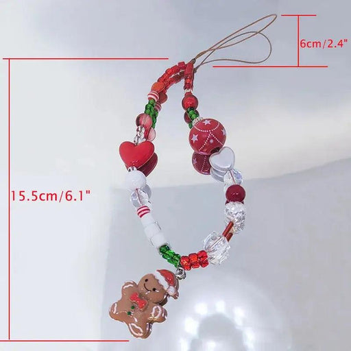 Gingerbread Man Mobile Phone Charm Strap Chain Lanyard Cute Red Green Clear Acrylic Bead Women Christmas Gifts Cellphone Jewelry Gingerbread Man Phone Charm - Festive Mobile Accessory  AliExpress Lacatang Shop 