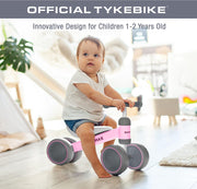 Balance Bike for 1 Year Old, Riding Toys for 9 - 24 Months Boys Girls, No Pedal 4 Wheels Bicycle, First Birthday Gift, Toddler Bike to Help Start Riding - Lacatang Shop