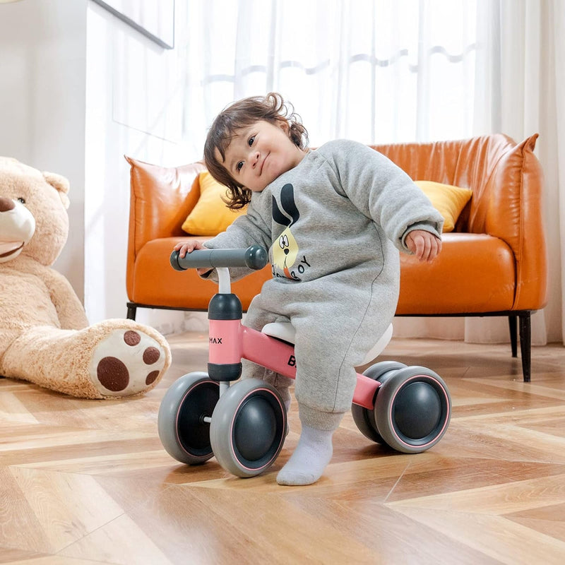 Balance Bike for 1 Year Old, Riding Toys for 9 - 24 Months Boys Girls, No Pedal 4 Wheels Bicycle, First Birthday Gift, Toddler Bike to Help Start Riding - Lacatang Shop