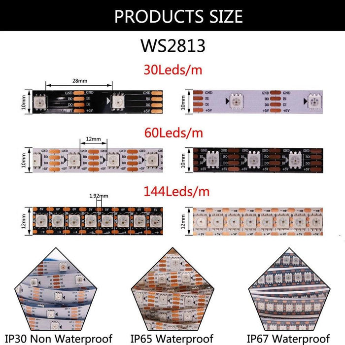 WS2812B WS2811 WS2813 WS2815 5050 RGBIC Smart LED Strip WS2812 Individually Addressable IC 30/60/144Pixels/Leds/m Light DC5V/12V WS2812B WS2811 WS2813 WS2815 5050 RGBIC Smart LED Strip WS2812   Lacatang Shop Lacatang Shop 