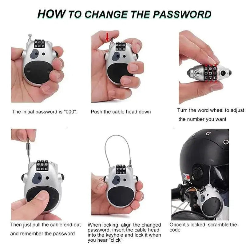 Bicycle Steel Cable Code Lock Suitcase Car Sled Telescopic Wire Rope Lock Bicycle Helmet High - Precision Code Wheel Password Lock - Lacatang Shop