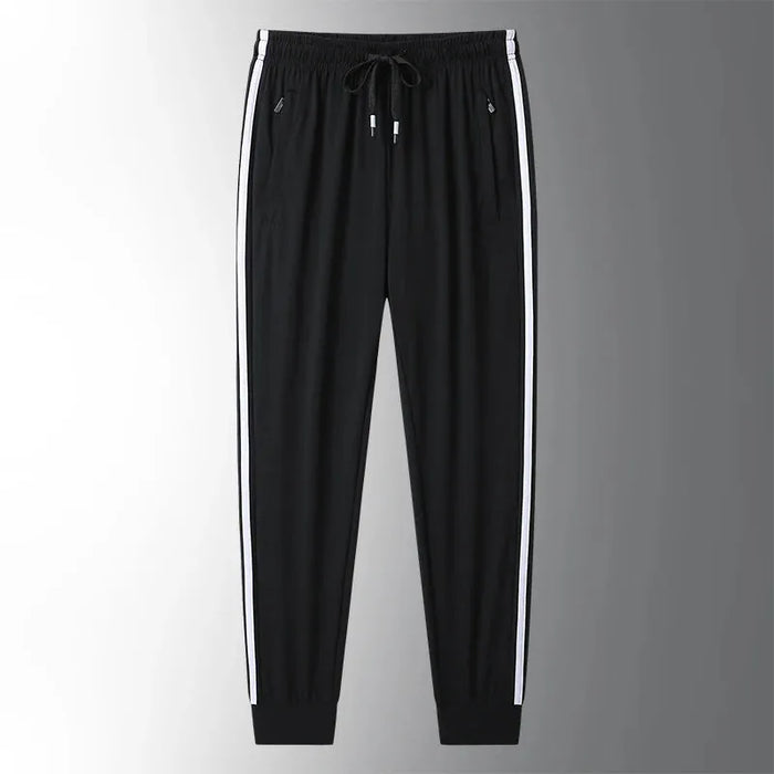 Summer Plus Size Trousers M-8XL Ice Silk Three-bar Casual Pants Men's Loose Casual Ultra-thin Sports Fitness Jogger Trousers Men