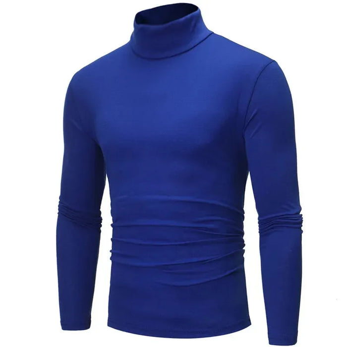 Autumn Winter Men's High Neck T-shirt Slim Fit Fashion High Elastic Long Sleeve Casual Breathable Apparel Pullover Thermal Tops