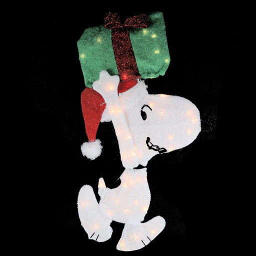 Peanuts Christmas 32" Prelit Snoopy Holding Present Outdoor Decoration - Clear Lights - Lacatang Shop