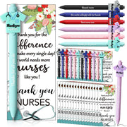 24 Set Nurse Pens Bulk 2026 Nurse Appreciation Gift Cute Medical Themed Cartoon Ballpoint Pens with Inspirational Greeting Cards for Nurse Week Doctor Medical Assistant Healthcare Worker Appreciation Gift CNA Week Supplies
