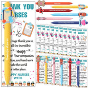 24 Set Nurse Pens Bulk 2026 Nurse Appreciation Gift Cute Medical Themed Cartoon Ballpoint Pens with Inspirational Greeting Cards for Nurse Week Doctor Medical Assistant Healthcare Worker Appreciation Gift CNA Week Supplies