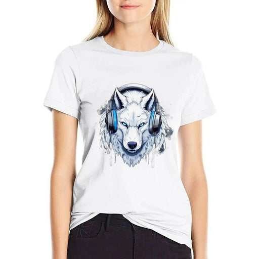 Wolf Gamer T-Shirt summer clothes funny animal print shirt for girls oversized t shirts for Women - Lacatang Shop