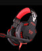 A Yellow Pandora Ninja Dragon Stealth G21Z LED Vibration Gaming Headset with black and red accents, featuring a padded headband, large over-ear cups with red LED lighting and vibration, and a flexible microphone on the left side. The headset boasts a futuristic design with the name "EACH" printed on the side.