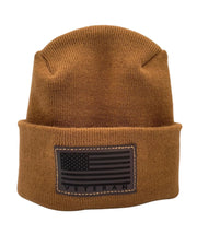 Designed & Made in USA | Veteran Beanie with USA Flag - Patriotic Theta Stitch Cuffed Knit Hat for Men & Women | Limited Edition - Lacatang Shop