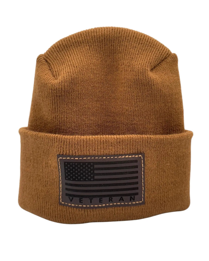 Designed & Made in USA | Veteran Beanie with USA Flag - Patriotic Theta Stitch Cuffed Knit Hat for Men & Women | Limited Edition - Lacatang Shop