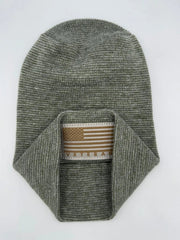 Designed & Made in USA | Veteran Beanie with USA Flag - Patriotic Theta Stitch Cuffed Knit Hat for Men & Women | Limited Edition - Lacatang Shop