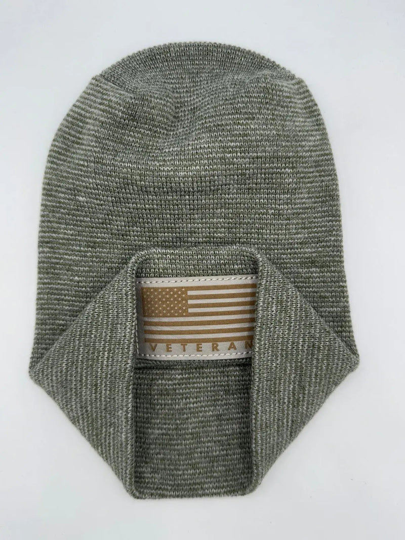 Designed & Made in USA | Veteran Beanie with USA Flag - Patriotic Theta Stitch Cuffed Knit Hat for Men & Women | Limited Edition - Lacatang Shop