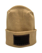 Designed & Made in USA | Veteran Beanie with USA Flag - Patriotic Theta Stitch Cuffed Knit Hat for Men & Women | Limited Edition - Lacatang Shop