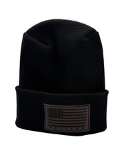 Designed & Made in USA | Veteran Beanie with USA Flag - Patriotic Theta Stitch Cuffed Knit Hat for Men & Women | Limited Edition - Lacatang Shop