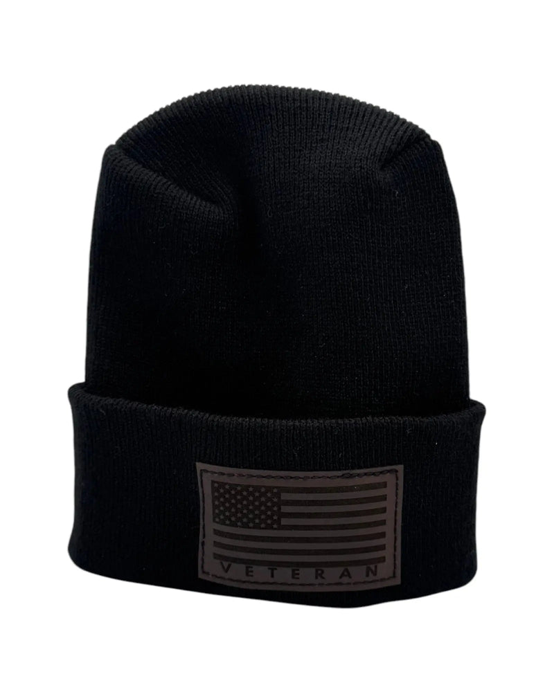 Designed & Made in USA | Veteran Beanie with USA Flag - Patriotic Theta Stitch Cuffed Knit Hat for Men & Women | Limited Edition - Lacatang Shop