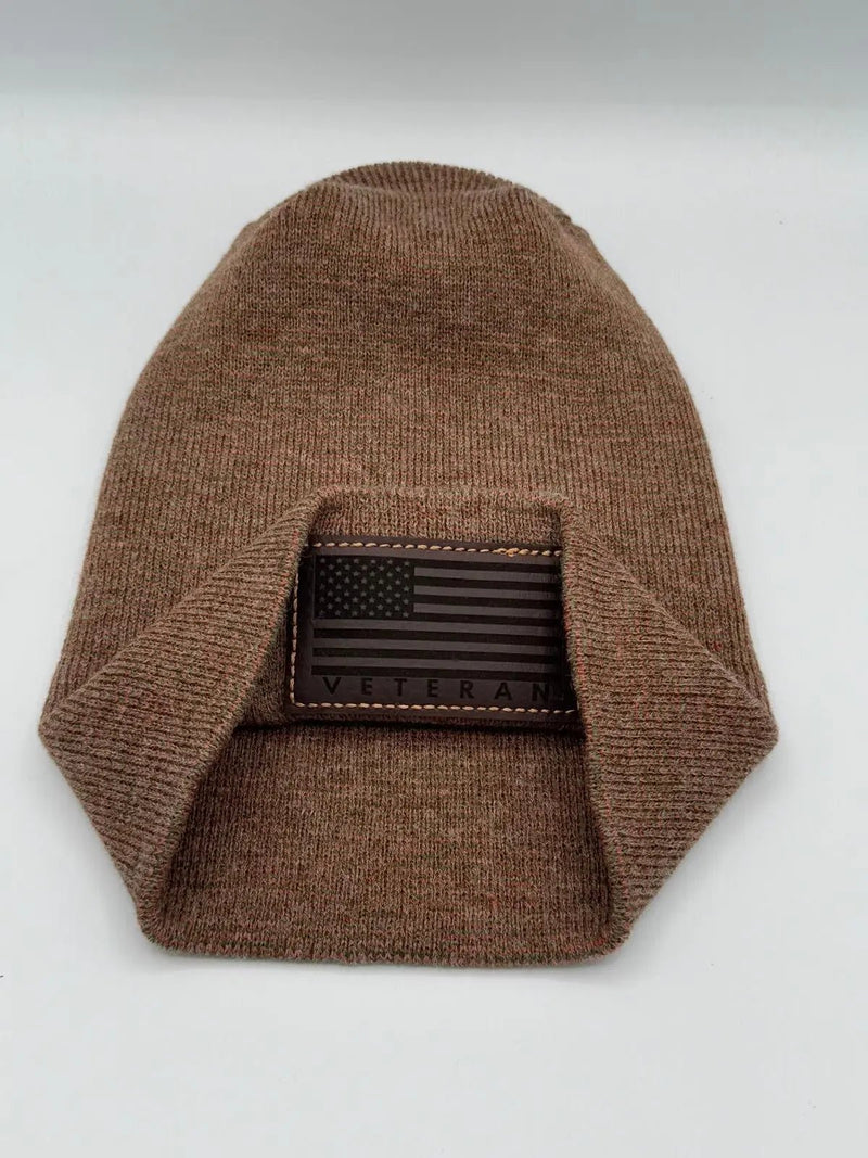 Designed & Made in USA | Veteran Beanie with USA Flag - Patriotic Theta Stitch Cuffed Knit Hat for Men & Women | Limited Edition - Lacatang Shop