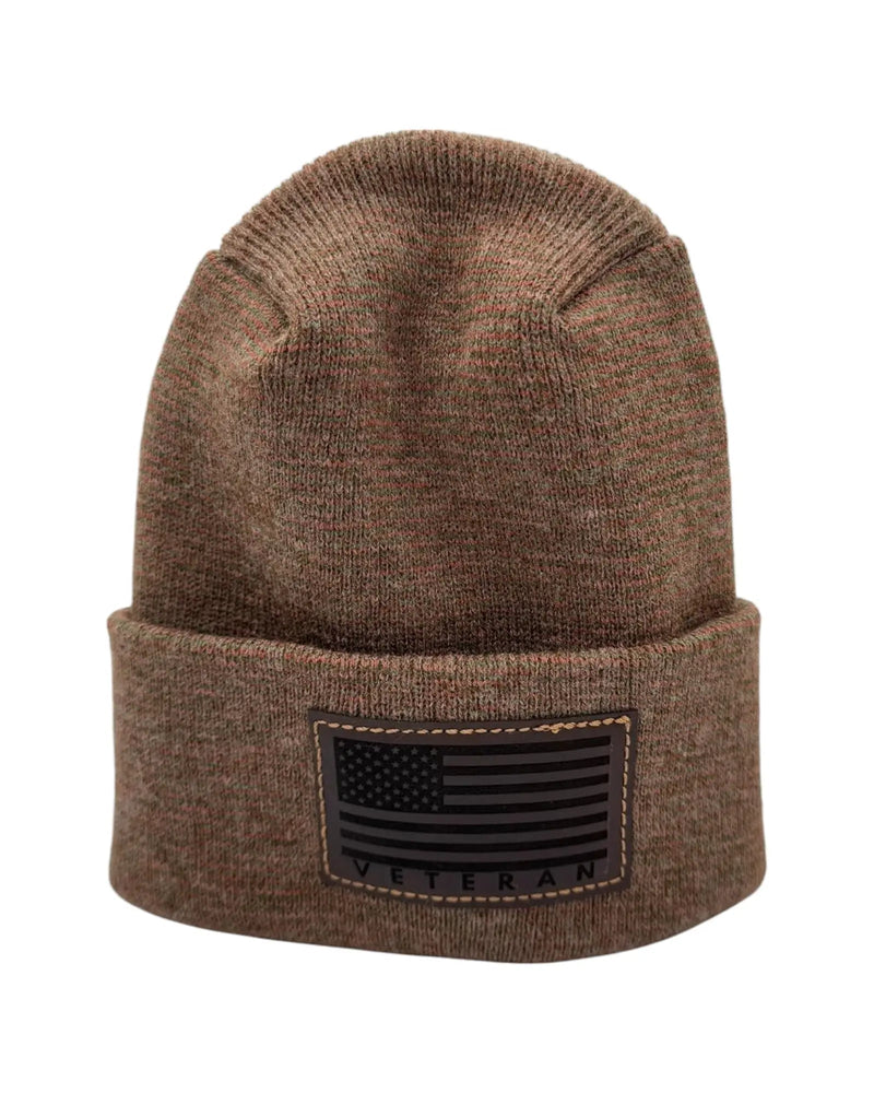 Designed & Made in USA | Veteran Beanie with USA Flag - Patriotic Theta Stitch Cuffed Knit Hat for Men & Women | Limited Edition - Lacatang Shop