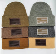 Designed & Made in USA | Veteran Beanie with USA Flag - Patriotic Theta Stitch Cuffed Knit Hat for Men & Women | Limited Edition - Lacatang Shop