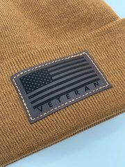 Designed & Made in USA | Veteran Beanie with USA Flag - Patriotic Theta Stitch Cuffed Knit Hat for Men & Women | Limited Edition - Lacatang Shop
