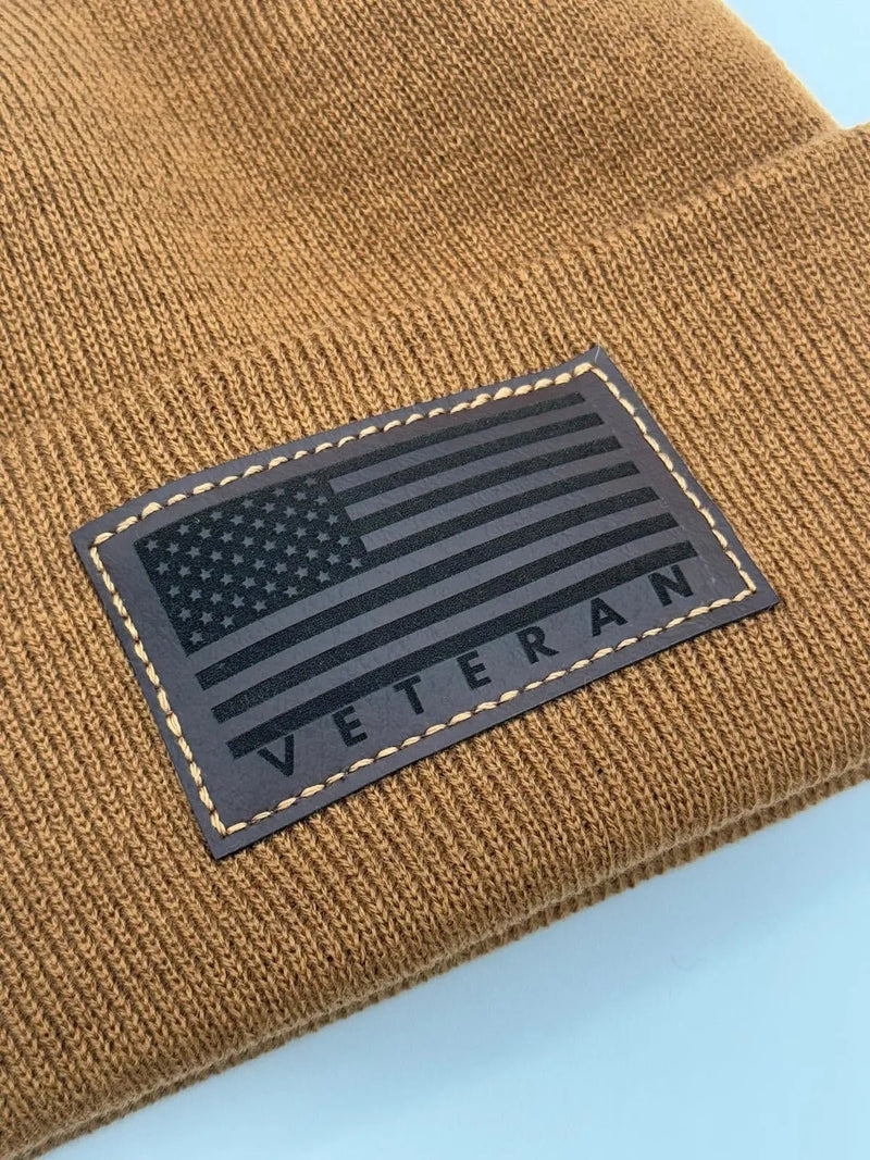 Designed & Made in USA | Veteran Beanie with USA Flag - Patriotic Theta Stitch Cuffed Knit Hat for Men & Women | Limited Edition - Lacatang Shop