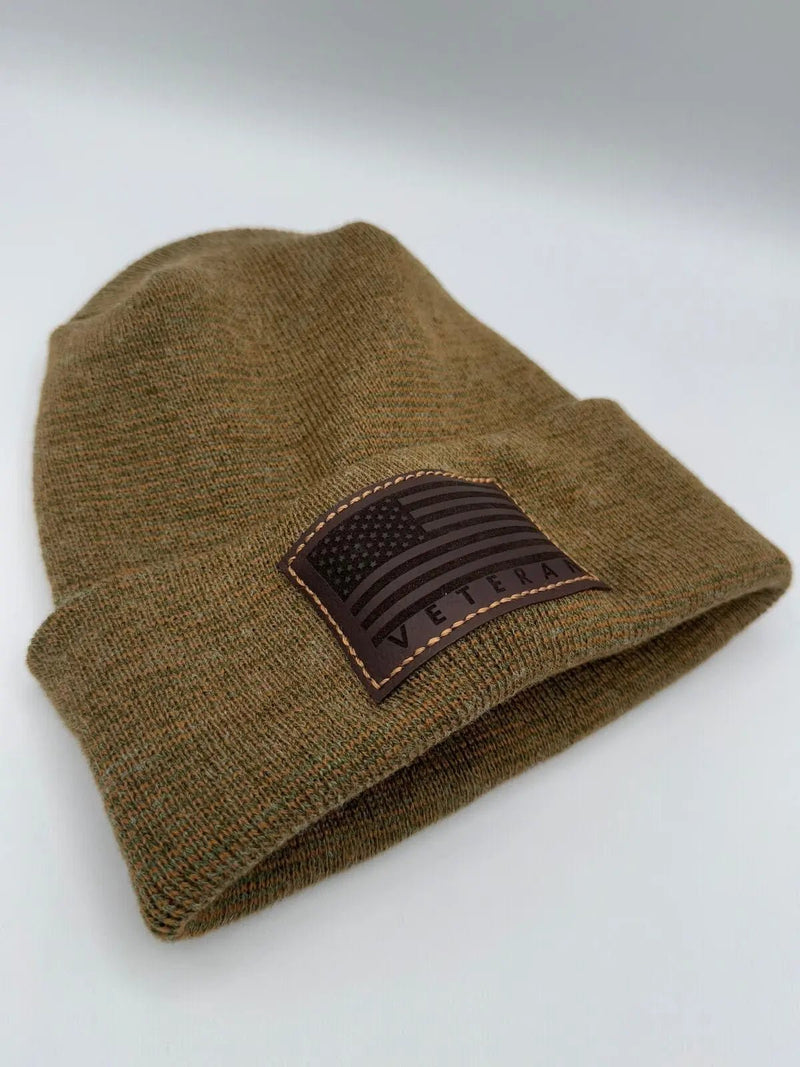 Designed & Made in USA | Veteran Beanie with USA Flag - Patriotic Theta Stitch Cuffed Knit Hat for Men & Women | Limited Edition - Lacatang Shop