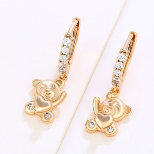 Cute cartoon heart-shaped bear earrings - Lacatang Shop