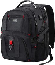 Extra Large Travel Backpack for Men Women: 17 in Laptop Backpacks for School, Anti-Theft TSA Travel Bag with USB Charging Port, Business Computer Bag (Black)