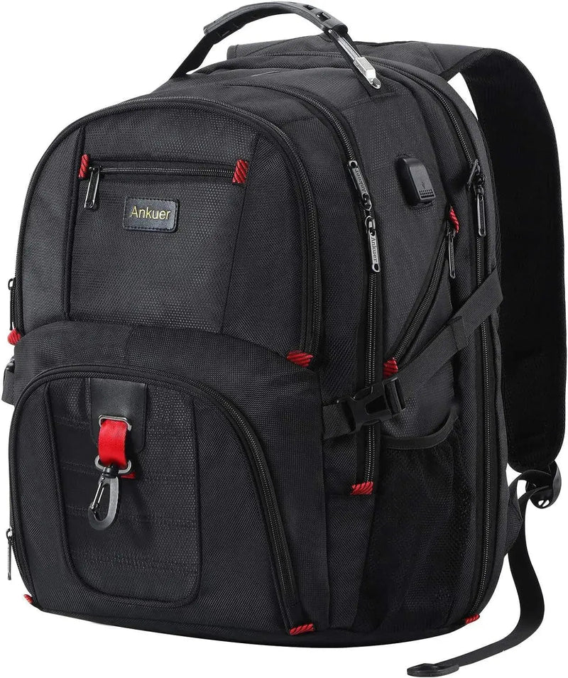 Extra Large Travel Backpack for Men Women: 17 in Laptop Backpacks for School, Anti-Theft TSA Travel Bag with USB Charging Port, Business Computer Bag (Black)