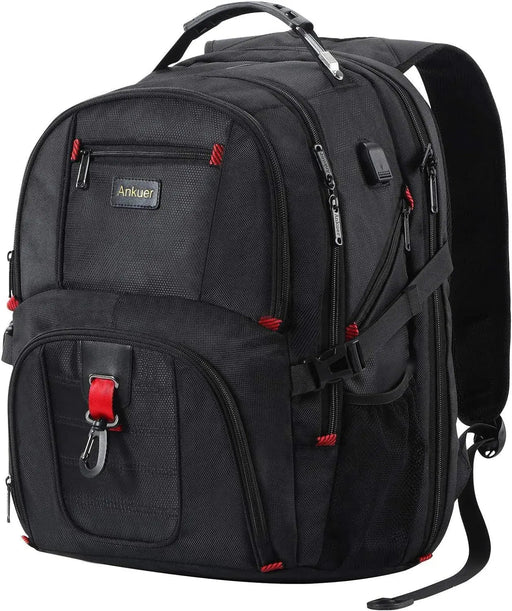 Extra Large Travel Backpack for Men Women: 17 in Laptop Backpacks for School, Anti-Theft TSA Travel Bag with USB Charging Port, Business Computer Bag (Black)
