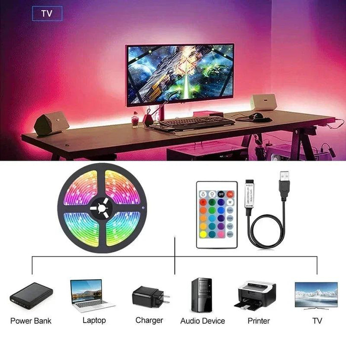 RGB 5050 LED Strip Light Remote App Control TV Led Backlight Flexible Ribbon Tape USB 5V Led Light for PC Gaming Room Decoration - Lacatang Shop