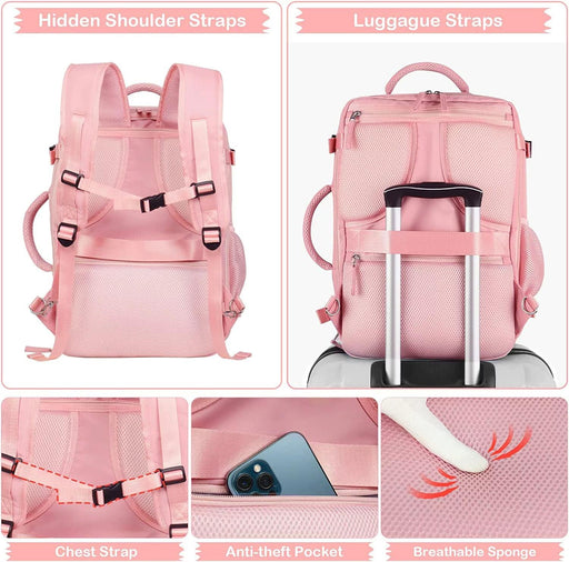 Extra Large Travel Backpack for Women as Person Item Flight Approved, 40L Carry on Backpack, 17 Inch Laptop Backpack, Waterproof Backpack, Hiking Backpack, Casual Bag Backpack(Pink) 

Flight-Ready Pink Backpack: XL Size, 40L Capacity, Waterproof for Women's Travel 
  AliExpress Lacatang Shop 