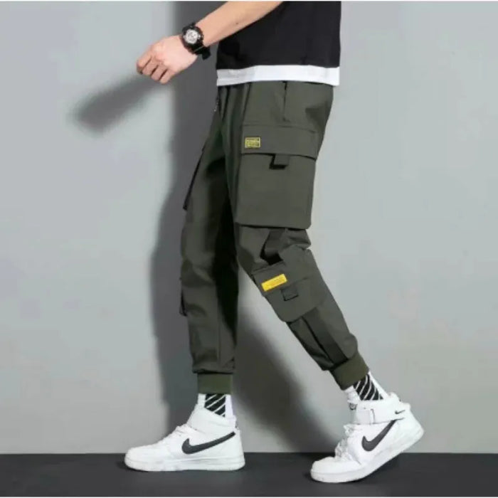 2024 Spring Autumn New Men's Korean Fashion Multi-pocket Loose Ins Nine-minute Drawstring Leg Work Pants Casual Daily Sweatpants