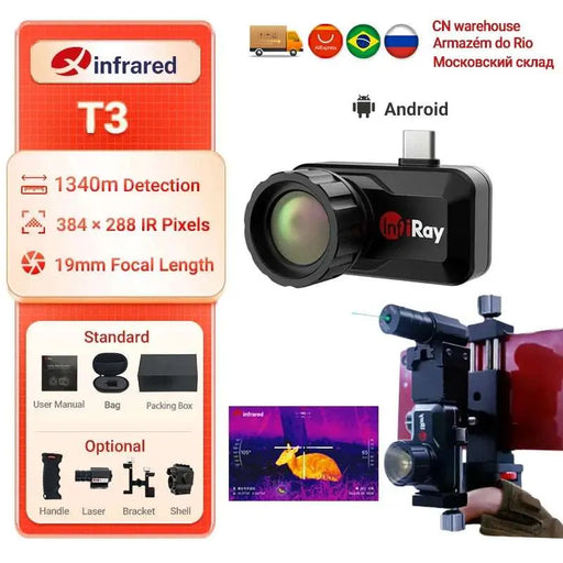 InfiRay Infrared Thermal Imaging Camera T3 Search Outdoor Hunting Detector Night Vision Camera Android Thermal Imager For Phone.