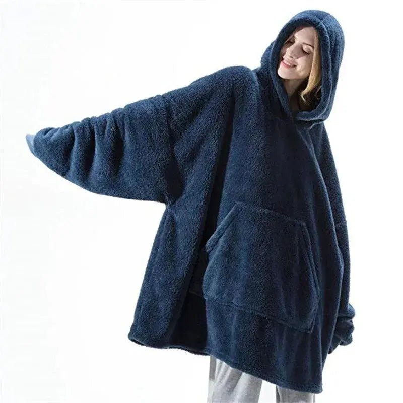 Hoodie Sweatshirt with Big Pocket Tops Sweater Comfortable Loose Double - Sided Fleece Thicker Wearable Blanket - Lacatang Shop