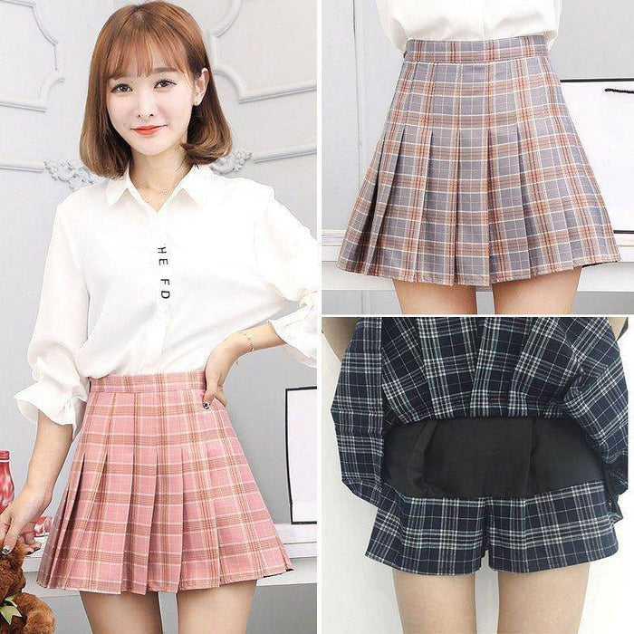 Plaid Sweet Pleated Skirts Preppy faldas A Plaid Pleated Skirt: Preppy Fashion Must-Have | Trendy Faldas A Skirts Ivory Erebus Lacatang Shop 