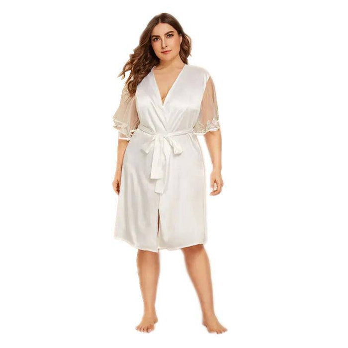 plus Size Women Clothes Sexy Cardigan Pajamas Loose Long Sleeve