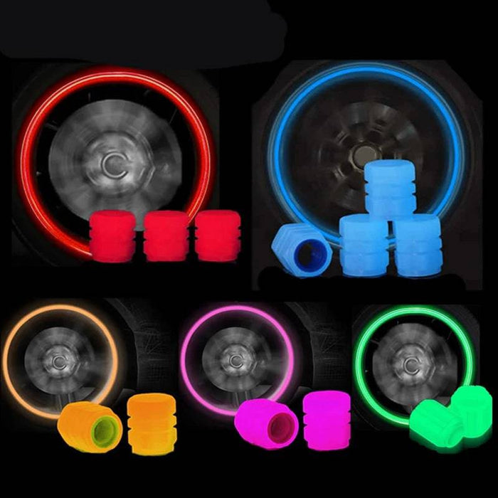 10-40PCS Car Luminous Tire Valve Cap Motorcycle Bike Wheel Nozzle Night Glowing Fluorescent Decor Tyre Valve Stem Luminous Caps