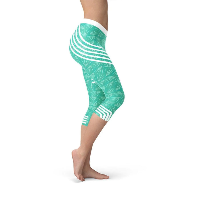 Turquoise Sports Capri Leggings - Lacatang Shop