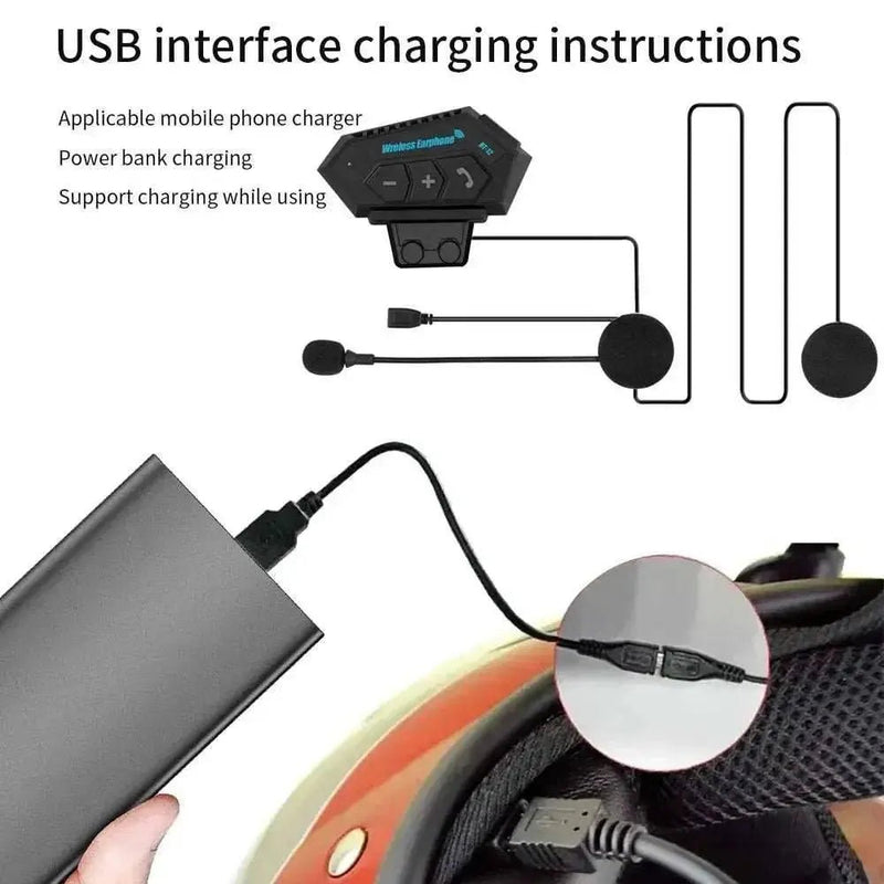 Motorcycle Earphones Helmet Headset Bluetooth 5.0 Headphones Wireless Motor Headset Bike Earphone Handsfree Stereo Earbuds - Lacatang Shop