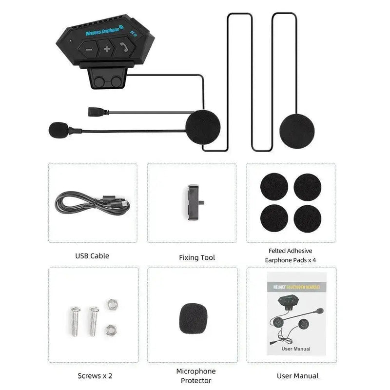 Motorcycle Earphones Helmet Headset Bluetooth 5.0 Headphones Wireless Motor Headset Bike Earphone Handsfree Stereo Earbuds - Lacatang Shop