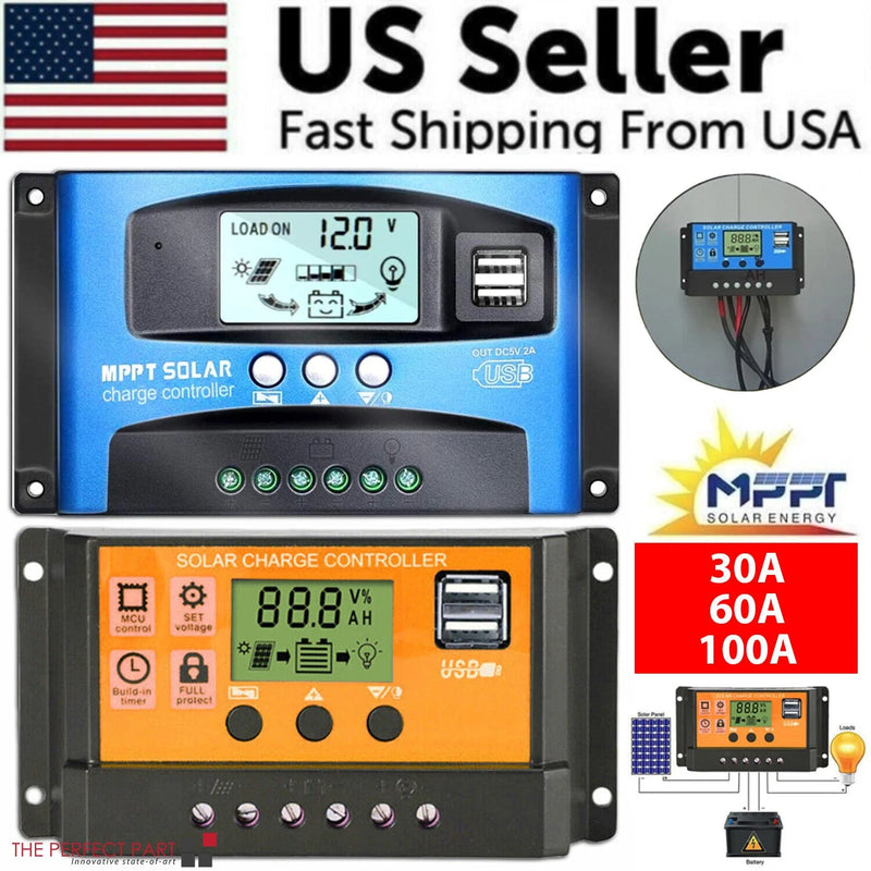 MPPT Solar Panel Regulator Charge Controller Auto Focus Tracking 30 - 100A 12V/24V - Lacatang Shop