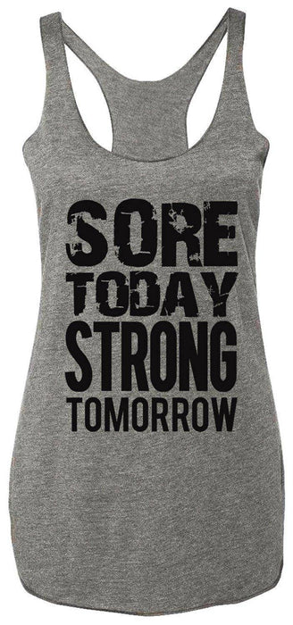 Sore Today STRONG Tomorrow Workout Tank Top Gray with Black 

Upgrade Your Workout with Our Sore Today STRONG Tomorrow Tank: Gray/Black  Women's Clothing Orange Apollo Lacatang Shop 