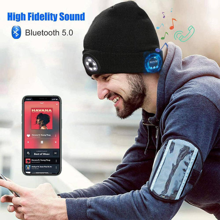 Wireless Bluetooth LED Hat with Music Speakers Light Winter Gift - Lacatang Shop