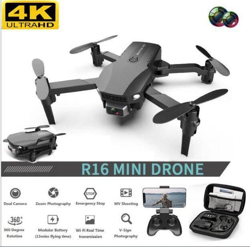 New R16 drone 4k HD dual lens mini drone WiFi 1080p real-time Mini Drone with Camera - 4K HD Dual Lens Home & Garden Blue Charlie Lacatang Shop 