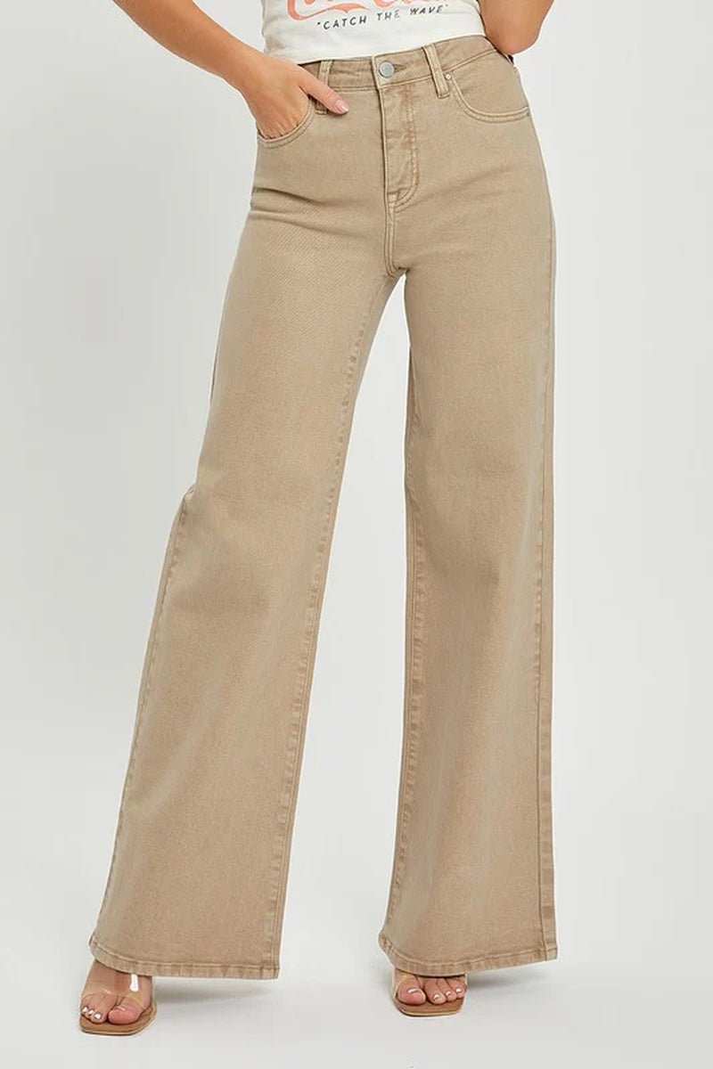 RISEN Plus High Rise Tummy Control Wide Leg Jeans - Lacatang Shop