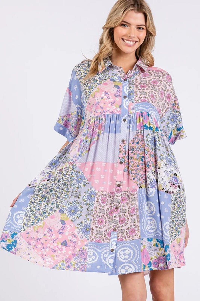 Sage & Fig Floral Collared Mini Dress - Lacatang Shop