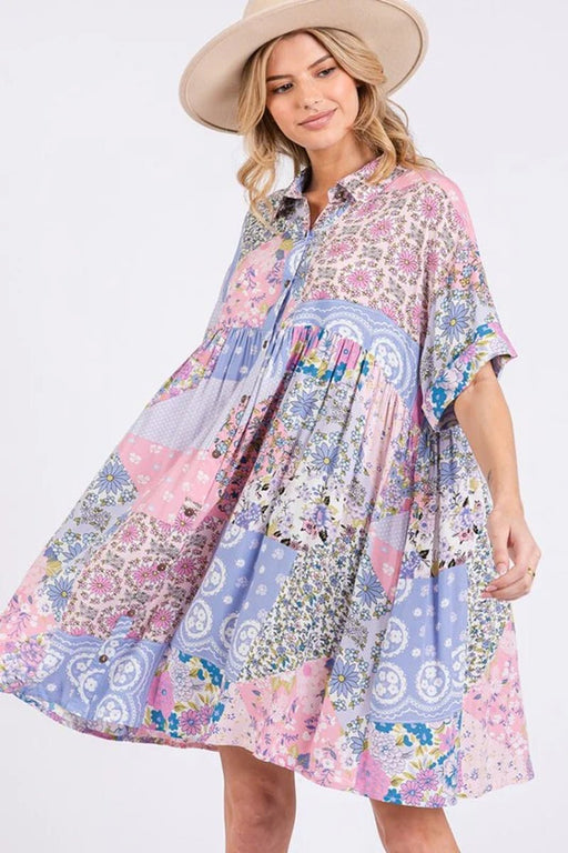 Sage & Fig Floral Collared Mini Dress - Lacatang Shop