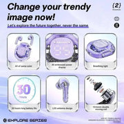 T8 Tes Bluetooth Earbuds with LED Digital Display Hifi Enc Bt 5.3 Wireless In - Ear Earphones for Xiaomi Huawei Iphone Headphone - Lacatang Shop