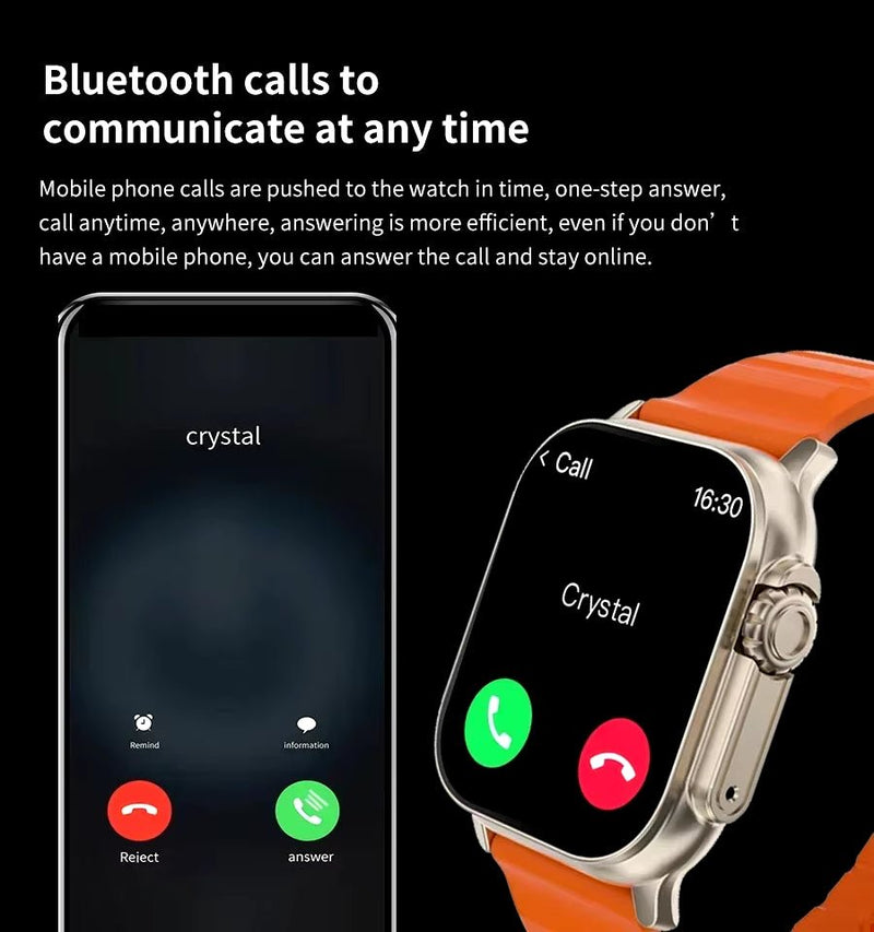 T900Ultra Smartwatch Bluetooth Talk Smartwatch Message Alert Heart Rate Monitor Sports Watch for Android IOS Men Women - Lacatang Shop